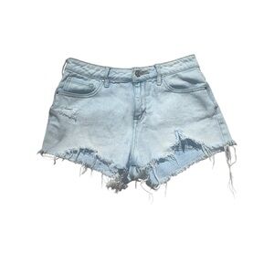 Pac Sun Distressed Light Blue Denim Shorts